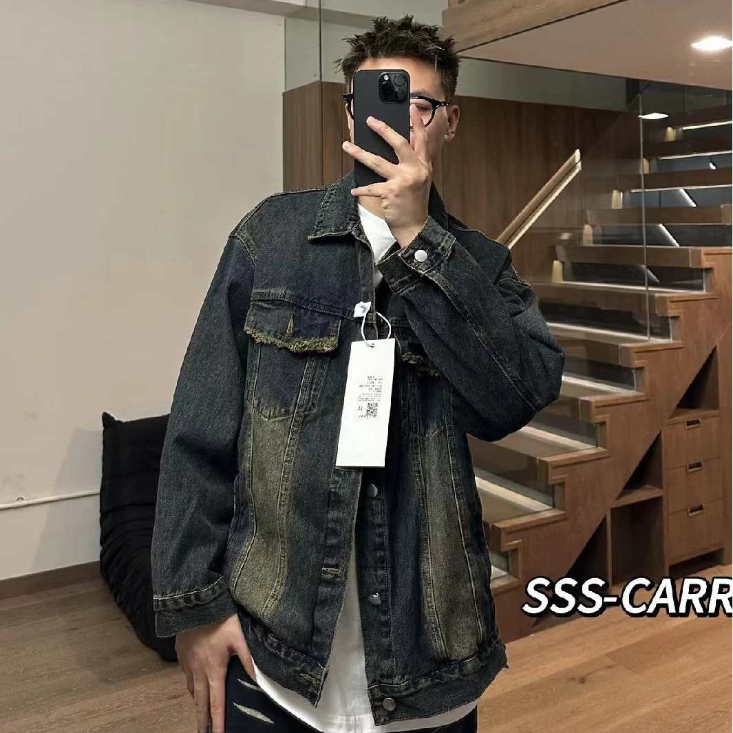 【阿叔潮牌】春秋美式复古情侣百搭宽松牛仔夹克秋季外套