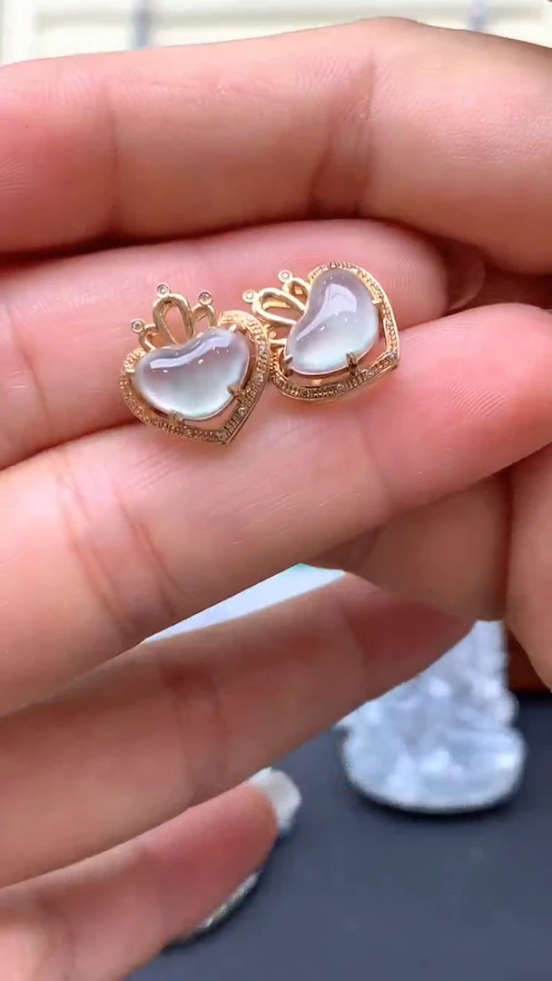 【闪购商品】翡翠耳饰18K金镶嵌323-天然翡翠