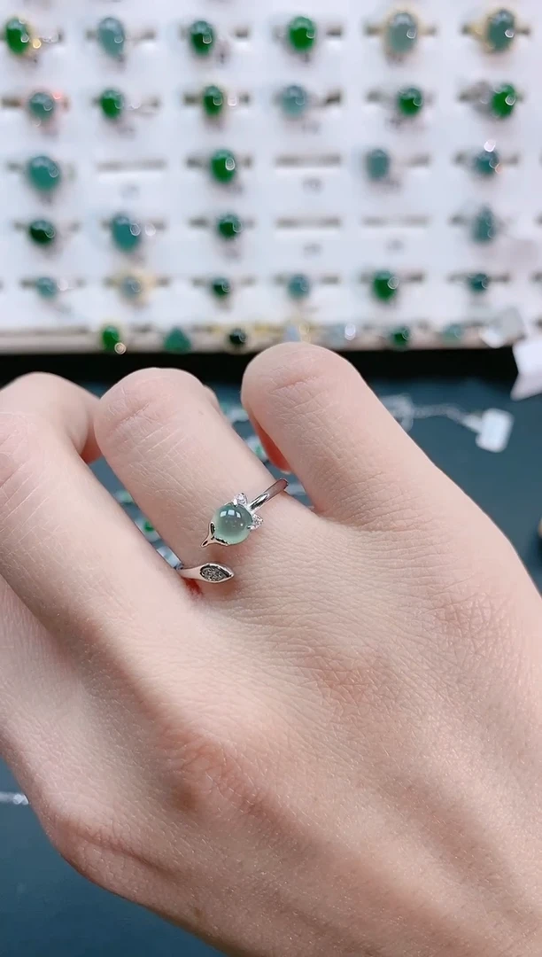 【闪购商品】翡翠戒指银S925镶嵌天然翡翠