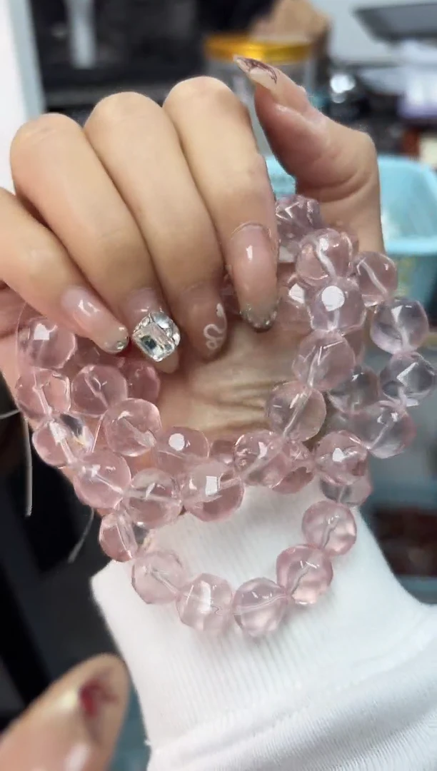 【闪购商品】水晶手串未镶嵌P03特级粉水晶菠罗珠一个卡12