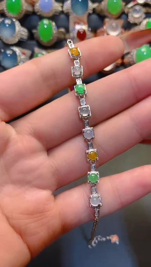 银S925镶嵌翡翠耳饰天然