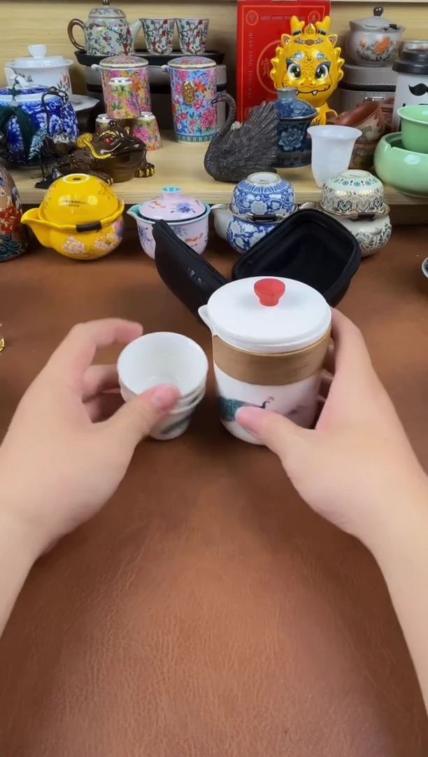 陶瓷茶具摆件旅行套组