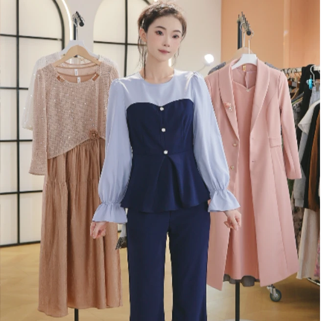 【两件套】女装超好看小香风又a又飒拼色上衣裤子套装女D3547