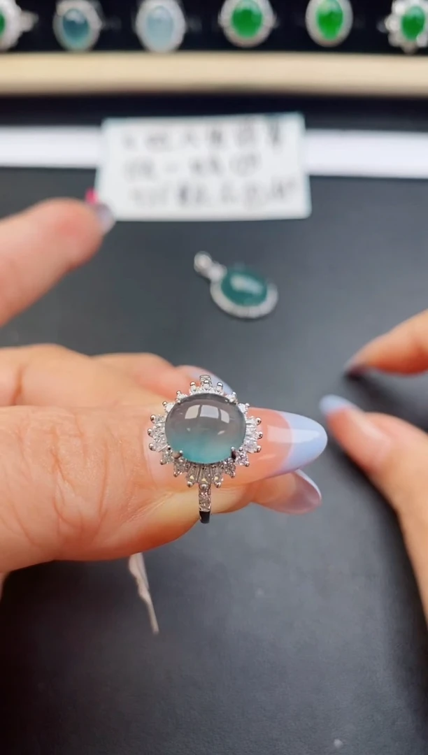 翡翠戒指银S925镶嵌1