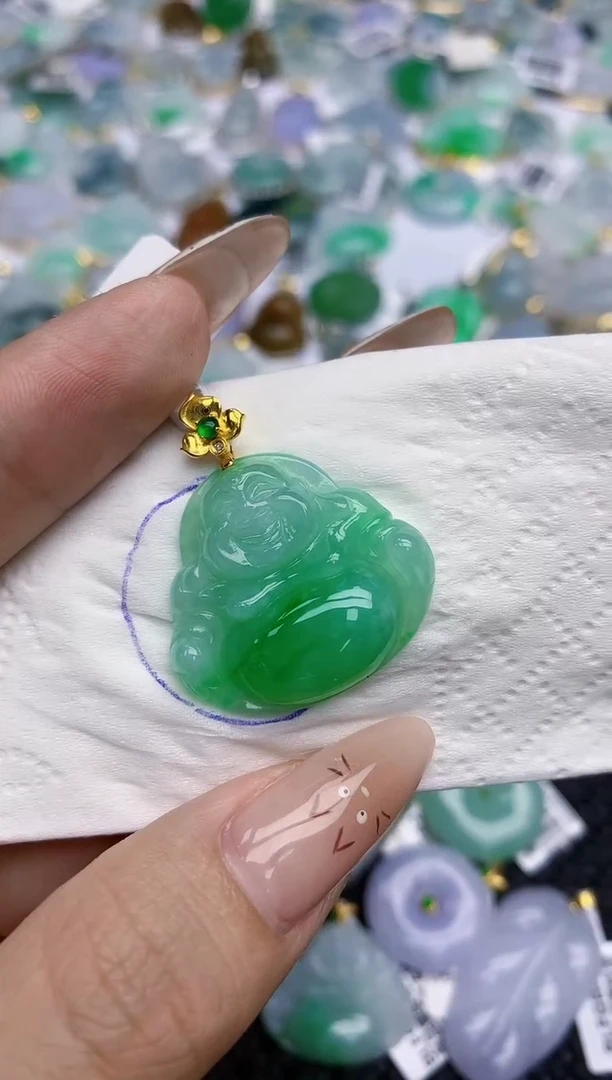 翡翠18K金镶嵌颈饰262   天然翡翠A货