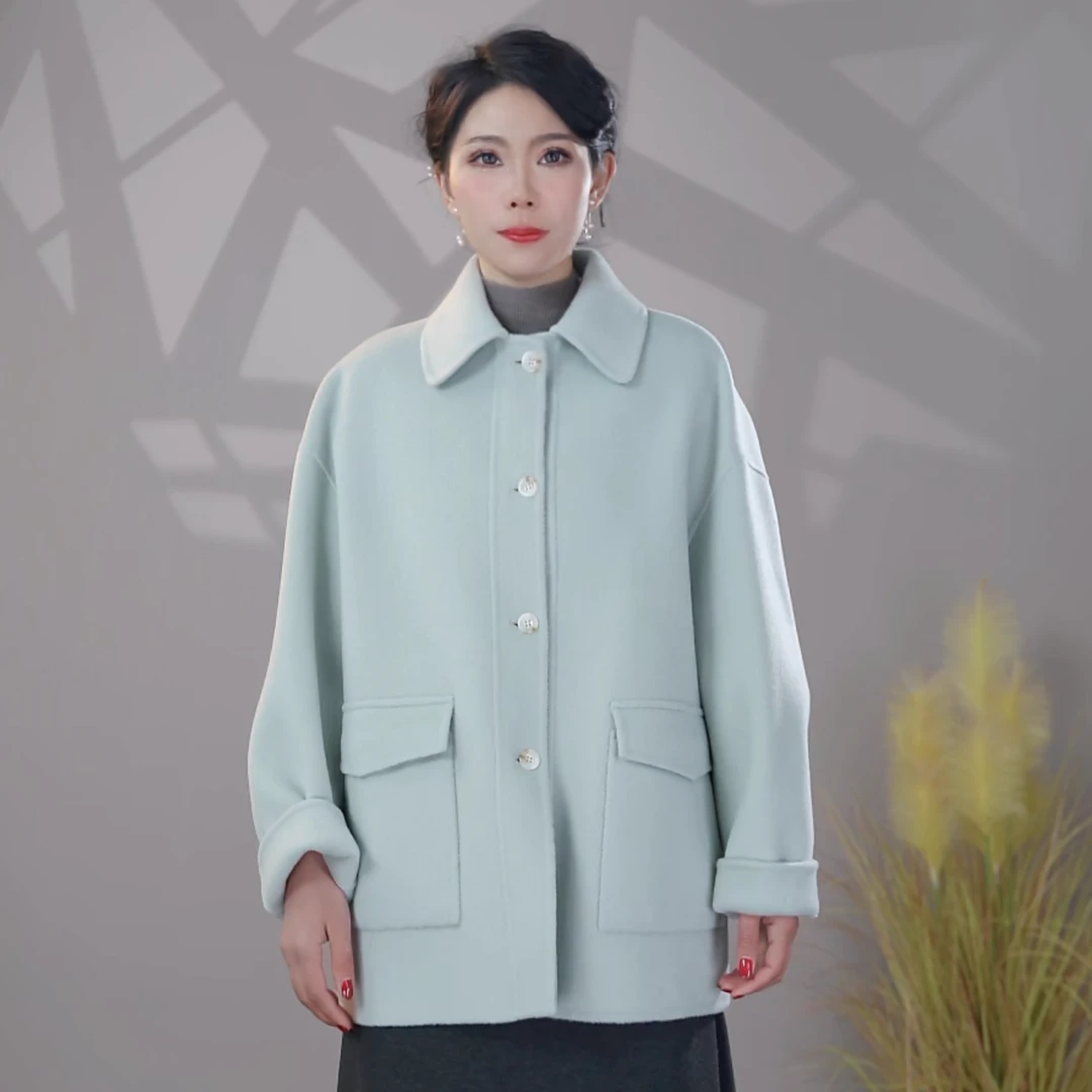 【%羊绒大衣】9666-2025新款秋冬双面羊绒大衣外套冬季加厚短款