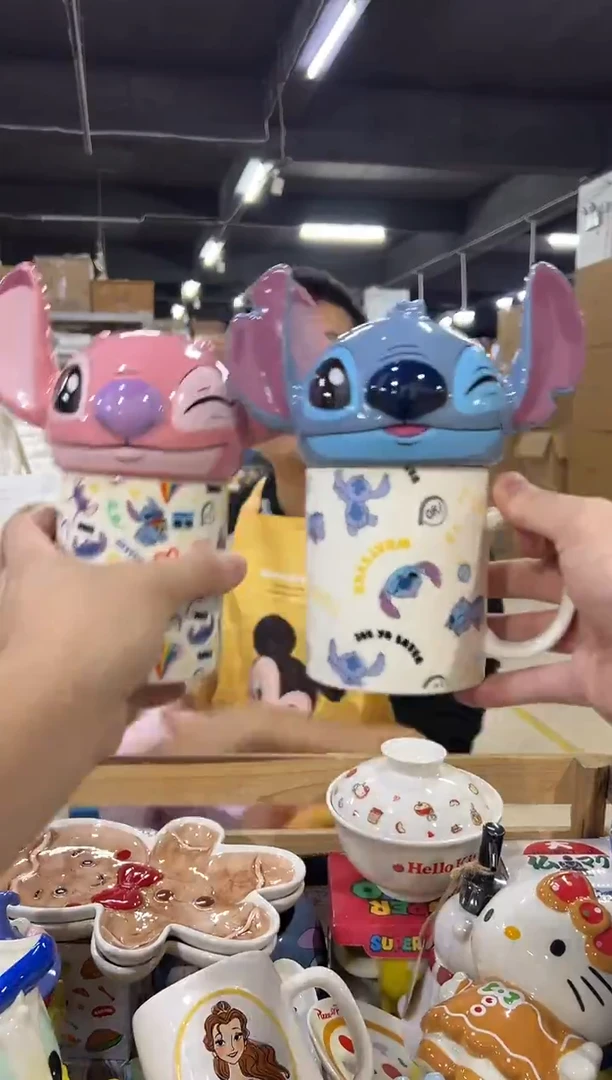 瓷片原盒史迪仔加安琪 眨眼满印水杯