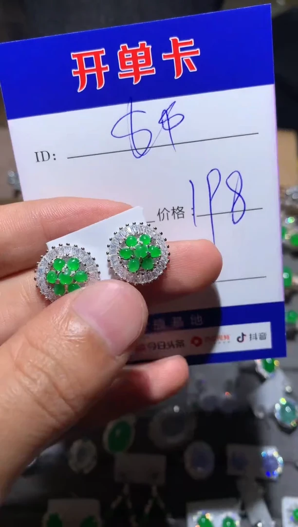 【闪购商品】翡翠耳饰银S925镶嵌向 $$