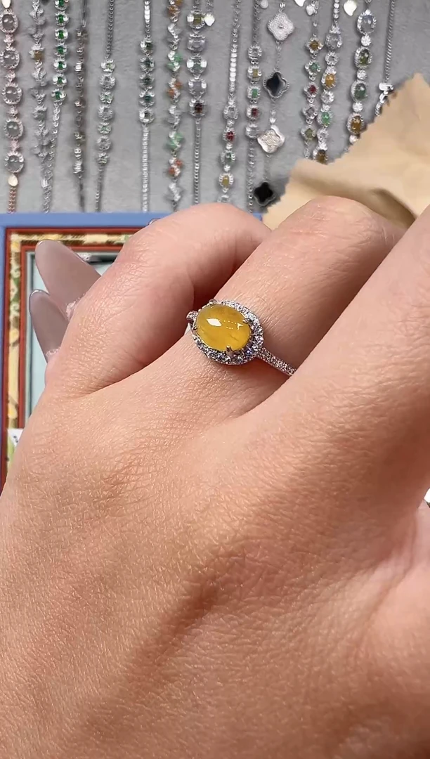 【闪购商品】翡翠戒指银S925镶嵌天然缅料翡翠保a保真保天然