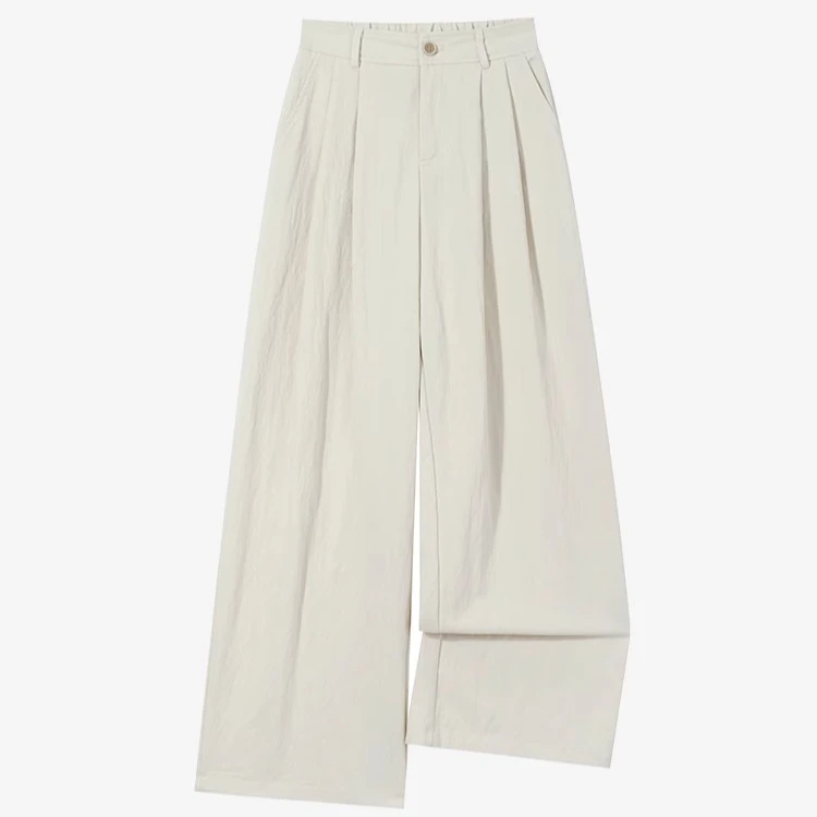 羊城故事-慵懒风西装裤女显瘦高腰直筒拖地裤阔腿休闲裤8008