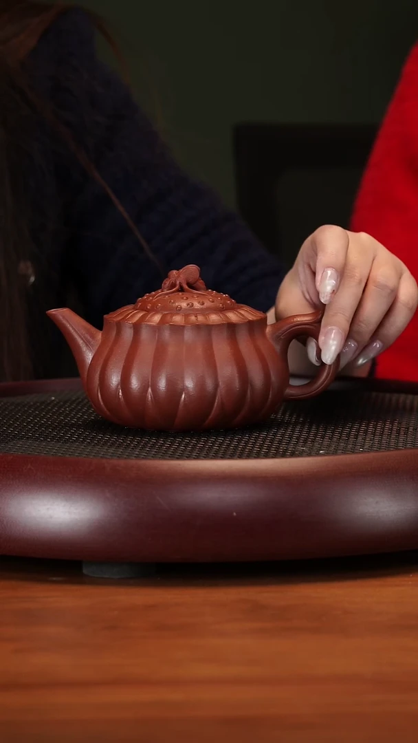 【闪购商品】紫砂茶壶2-12ZXJ大蜂菊龙山朱砂350cc