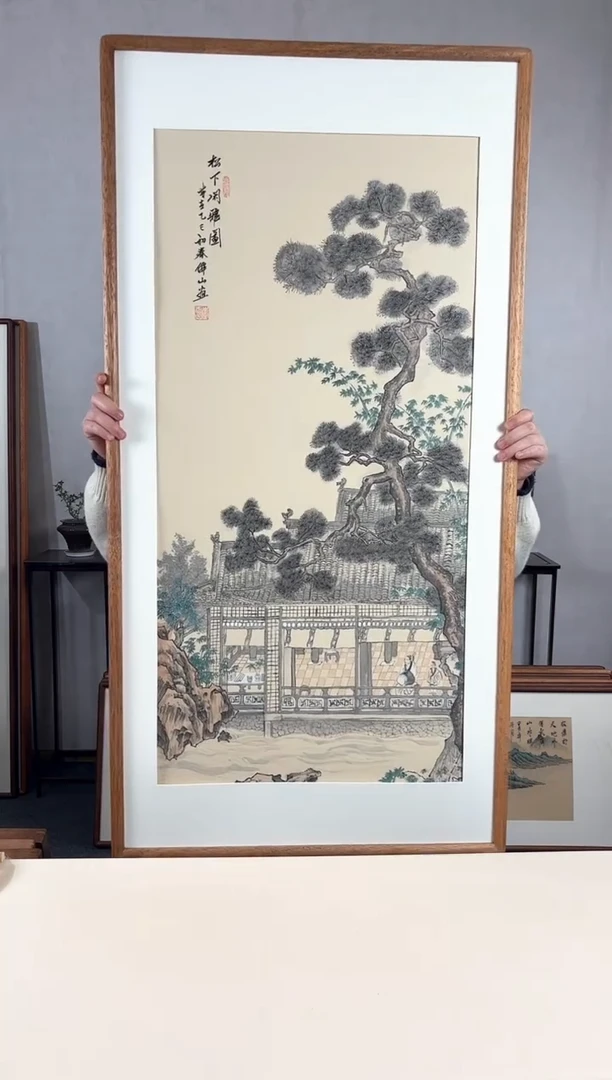 【闪购商品】国画手绘*溪山行旅图*62*123cm实木框
