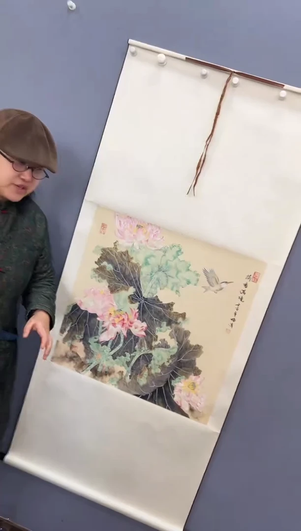 国画梅清老师4pc花鸟卷轴作品