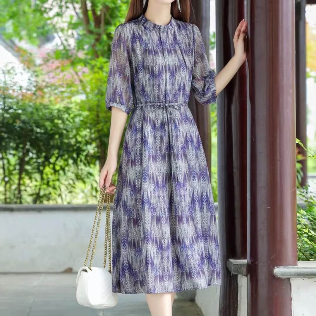 1213一生所爱裙高端领透气夏季妈妈装连衣裙