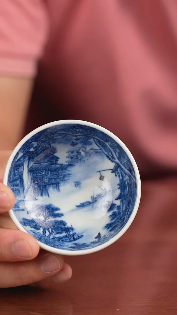 景琳藏青花山水主人杯