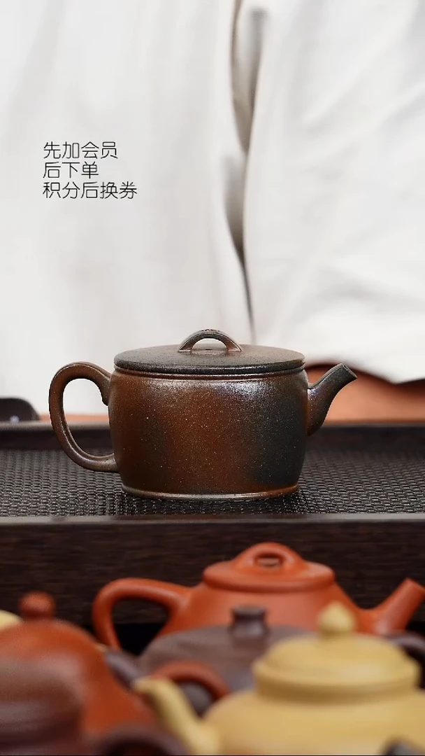 茶壶紫砂柴烧汉瓦200cc青灰段