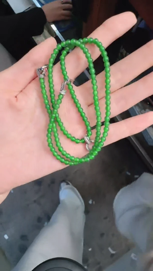 未镶嵌定制翡翠A货有轻微色差属于正常现象，珠链1