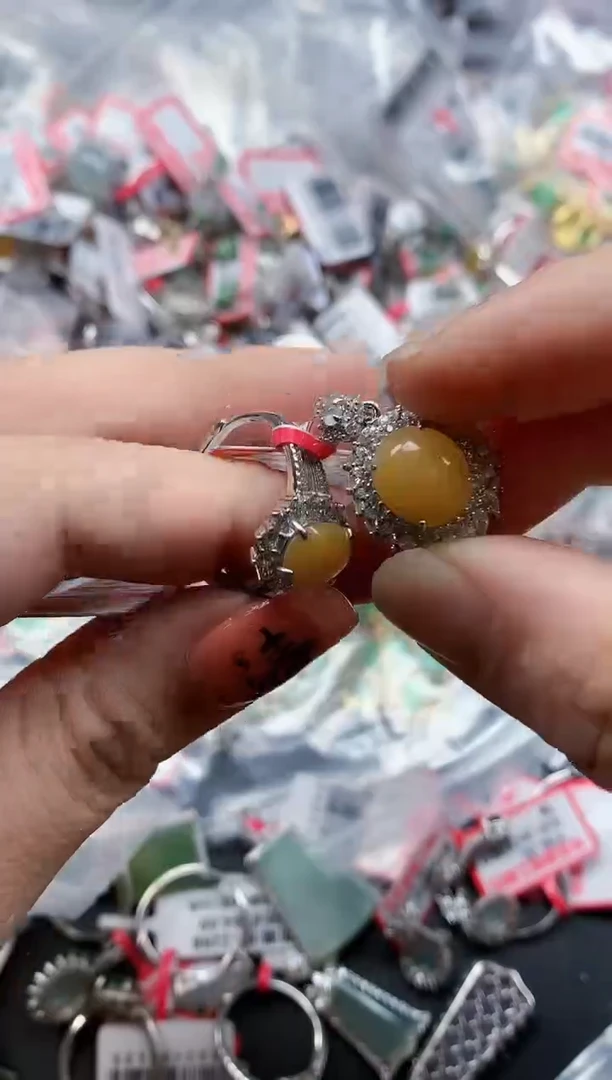 银S925镶嵌戒指翡翠天然A货缅甸翡翠