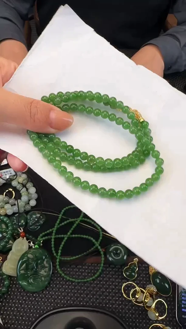 颈饰未镶嵌和田玉108颗卡6毛衣链（无黑点）
