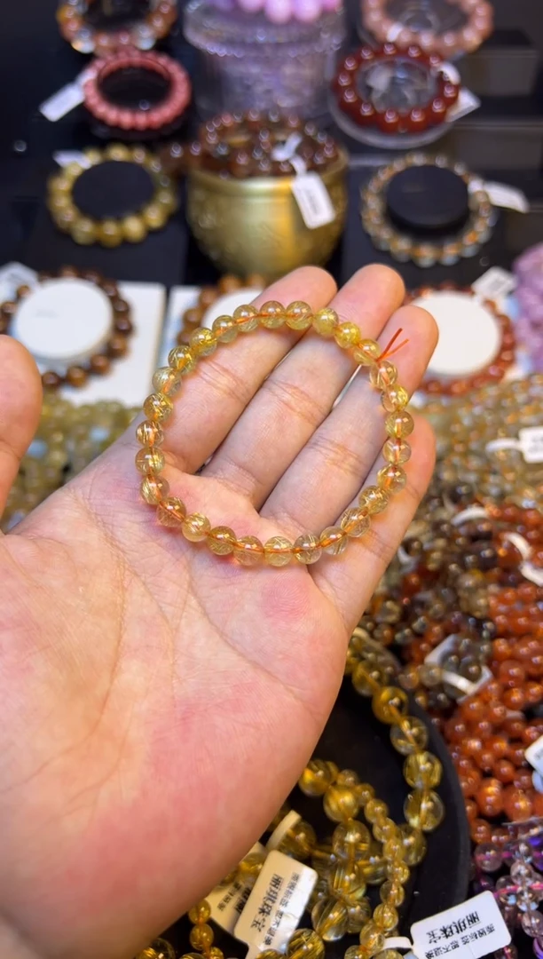 未镶嵌手串水晶金发晶6mm+