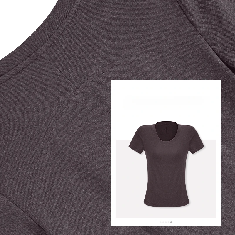 【专柜品质】U领裸感T亚麻短袖女新款百搭设计感收背显瘦T恤女