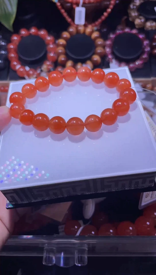 水晶手链未镶嵌11.5mm老矿红兔毛手链单圈