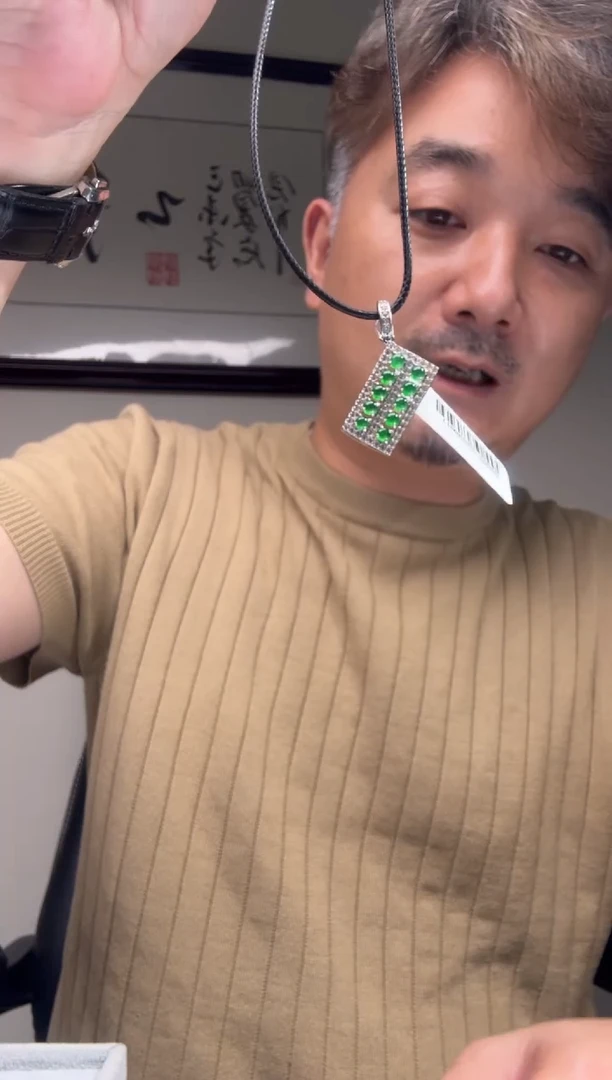 翡翠银S925镶嵌颈饰天然翡翠【23984】