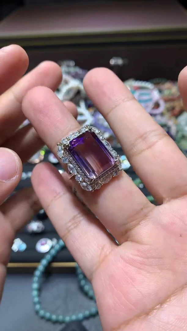 水晶戒指银S925镶嵌F121