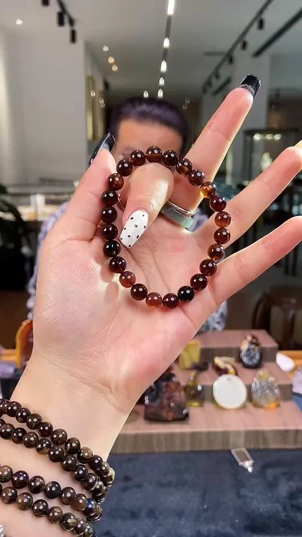 琥珀颈饰未镶嵌缅甸琥珀紫罗兰手串