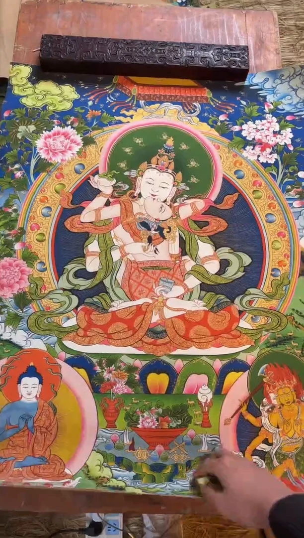 装裱画精品手绘唐卡链接--A118