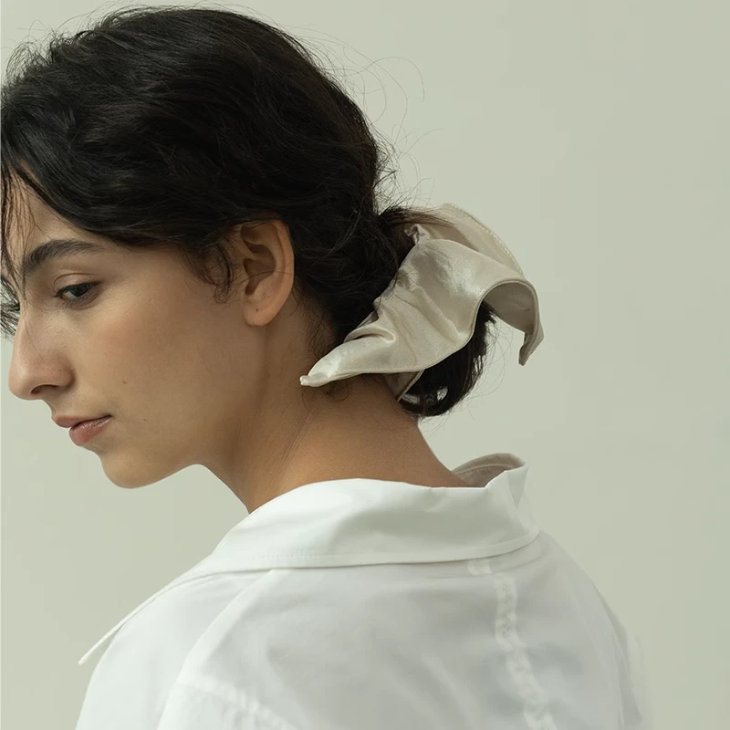 VEKE韩版丝滑缎面方巾发圈头绳绑发带丸子头光泽感头饰发绳