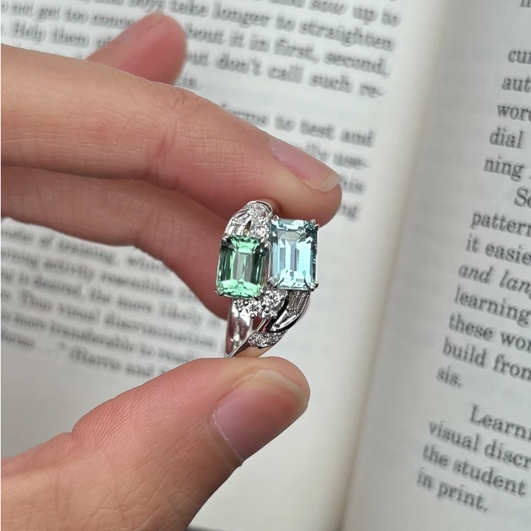 卡柒 铜合金戒指 重工设计冰透闪锆戒指时尚小众高级感精致食指戒