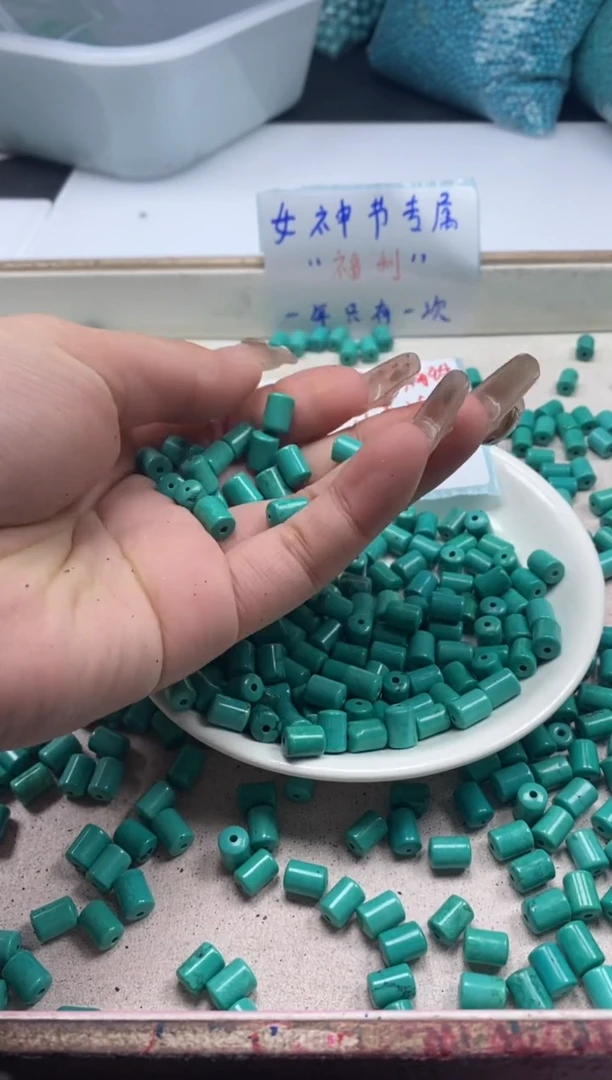 【闪购商品】玛瑙/玉髓颈饰未镶嵌w772绿松桶珠9*6mm*20