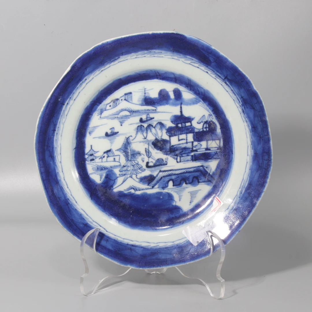 青花山水纹盘 H408-412