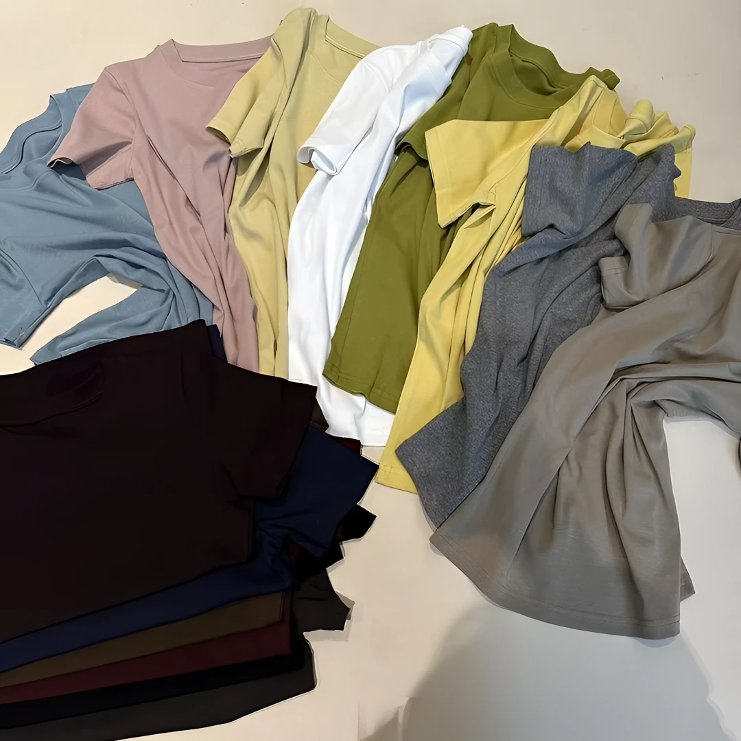 2025夏季新款圆领设计感时尚气质百搭短袖显瘦洋气上衣款女T恤衫