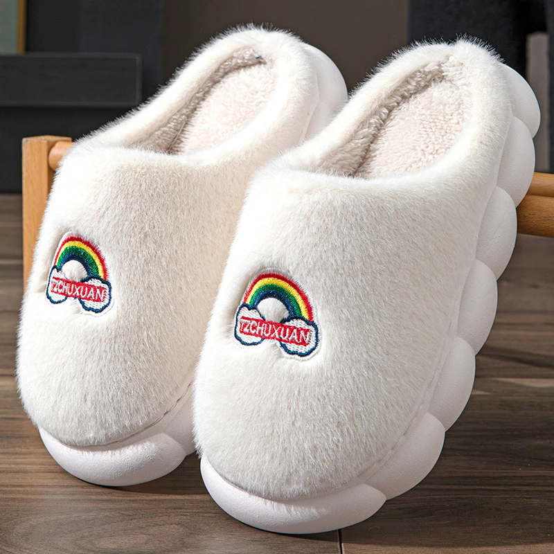 冬季加绒包跟棉拖鞋女士2024新款冬防滑防水室内外穿厚底拖鞋情侣