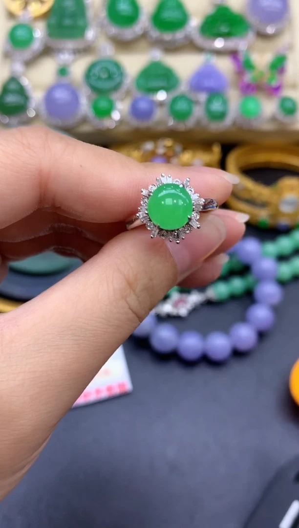 18K金镶嵌戒指翡翠434-中国好珍宝