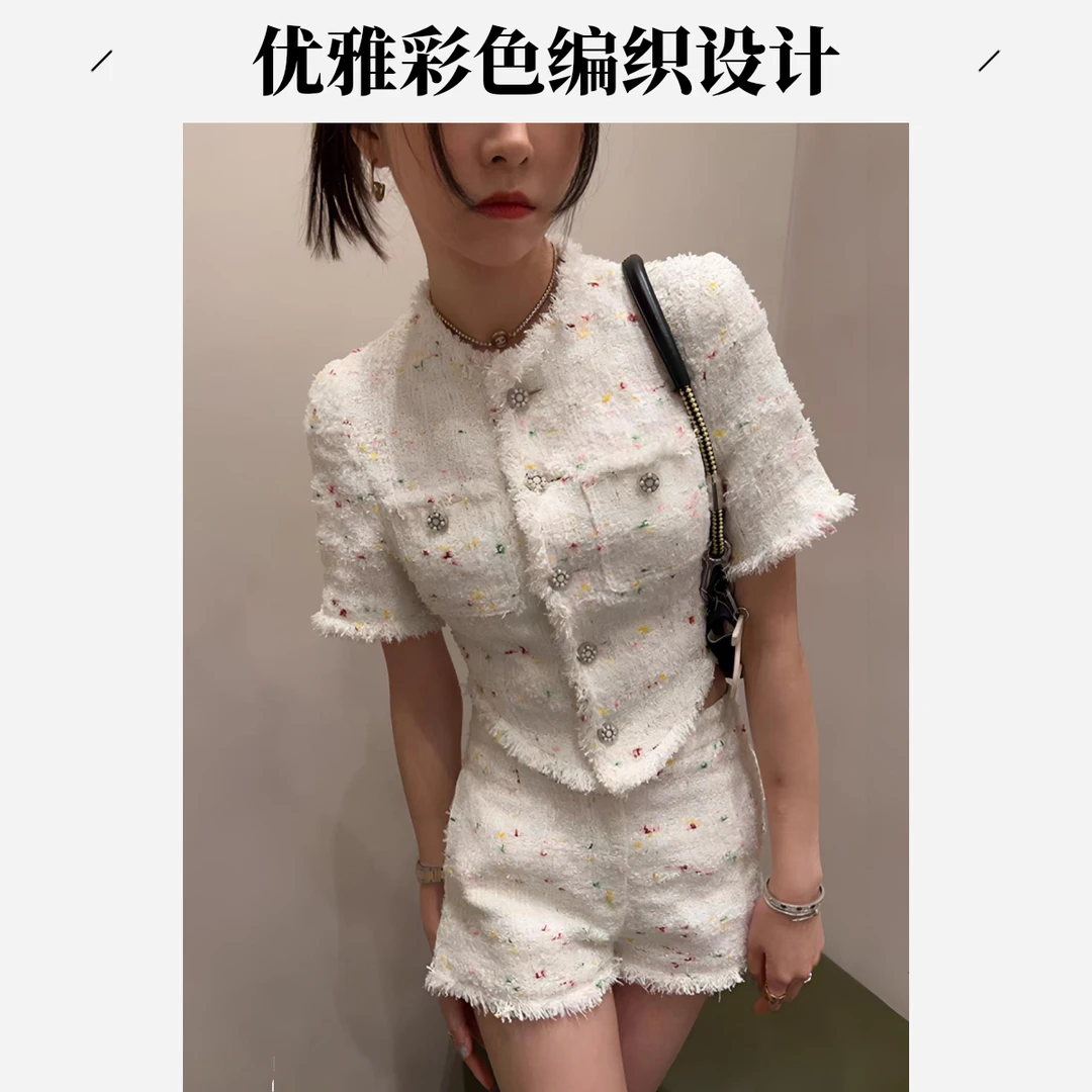 2025夏季中式风少女时尚套装国风甜美老钱风古风港风短袖小香风