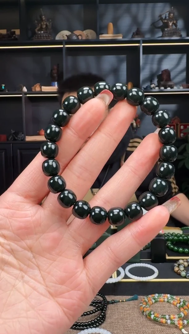 【闪购商品】和田玉1未镶嵌10mm青玉老型手串