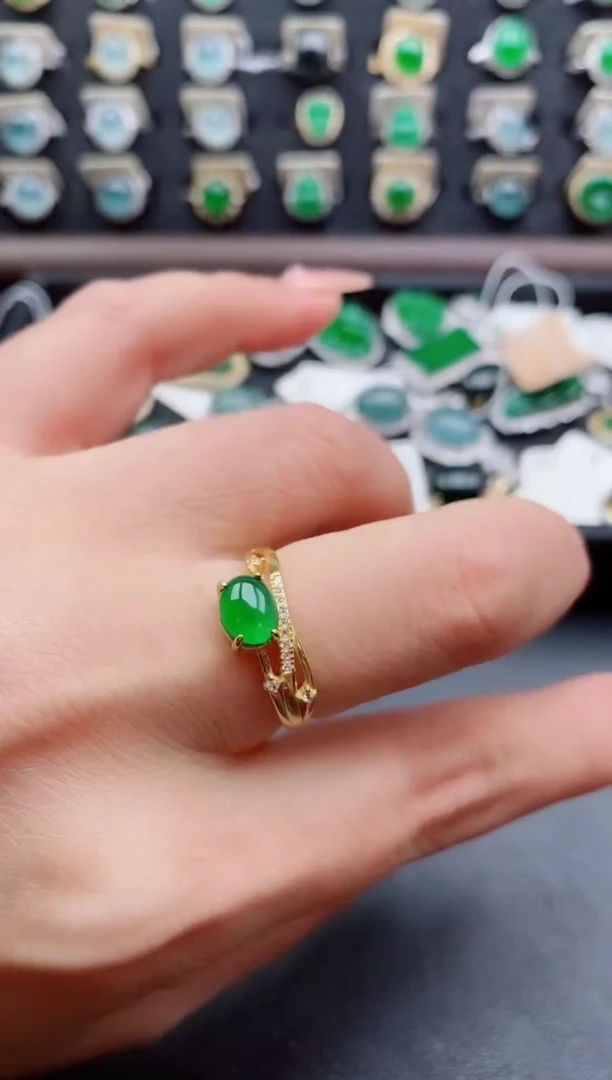 银S925镶嵌戒指翡翠1