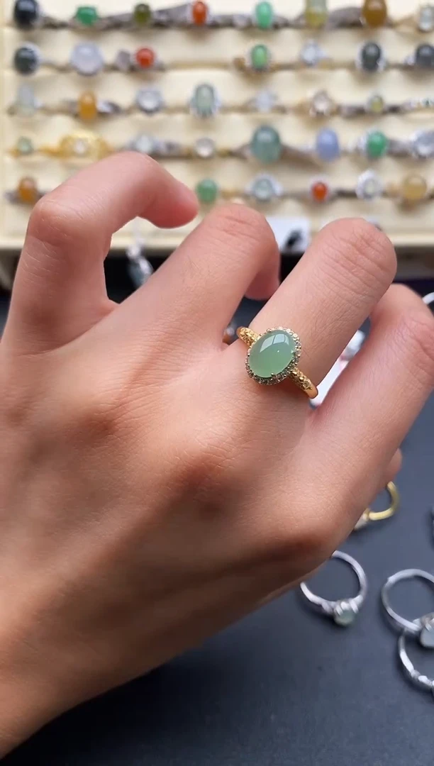 银S925镶嵌戒指翡翠55555555+5