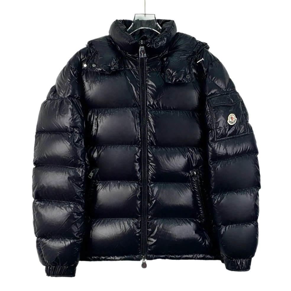 99新 MONCLER IM0164 Maya系列 黑色徽标贴饰羽绒服外套 4码 99新