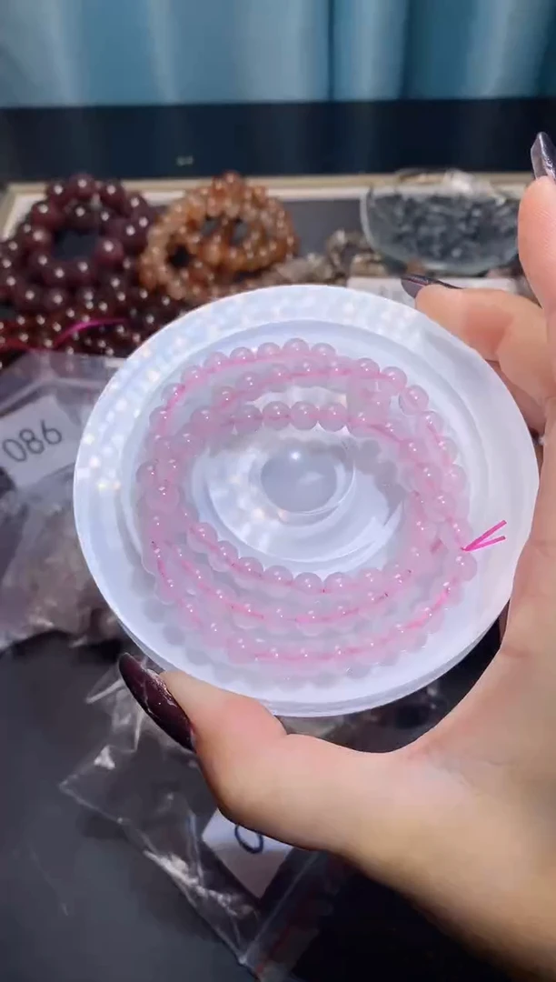 【闪购商品】水晶手串未镶嵌粉水晶三圈编码250