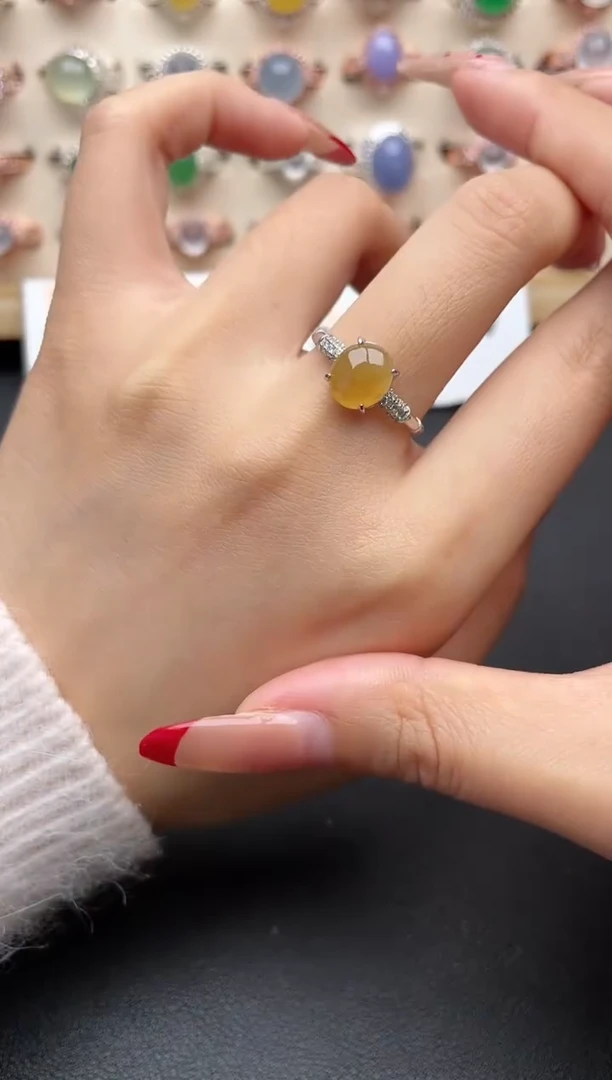 【闪购商品】翡翠戒指银S925镶嵌一物一证一礼盒