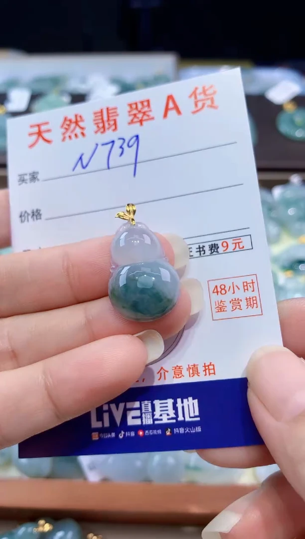 颈饰18K金镶嵌翡翠天然翡翠A货挂件