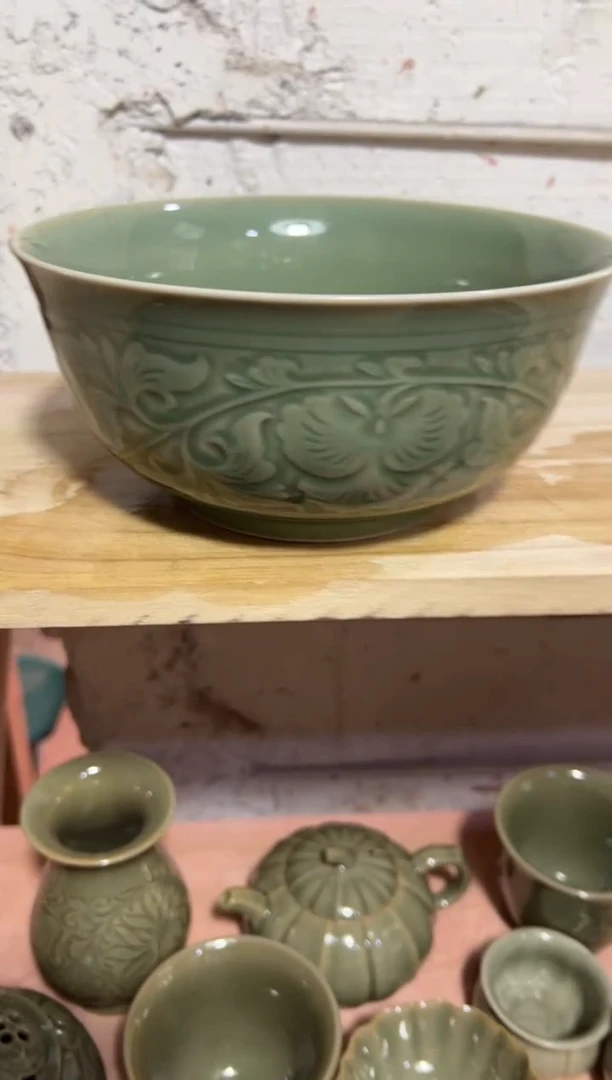 耀州窑牡丹7寸碗