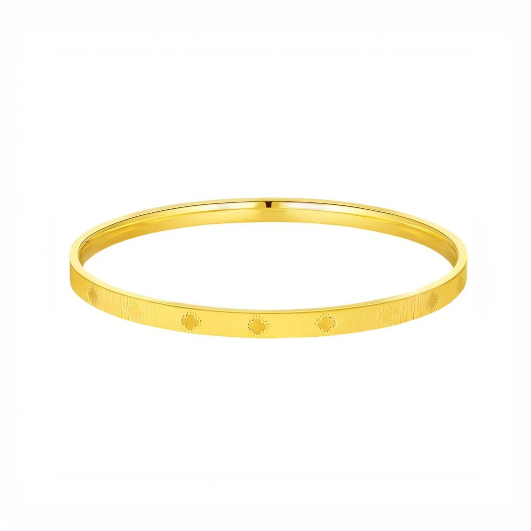 12期免息【中国黄金】金秋黄金手镯四叶拉花足金经典送礼物黄金