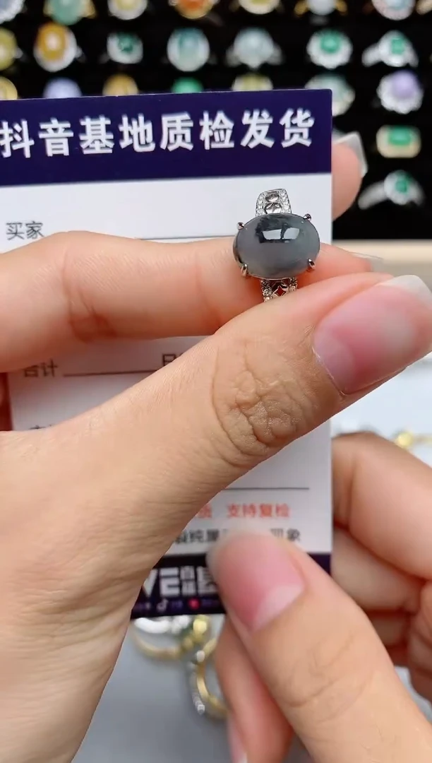 翡翠戒指银S925镶嵌.