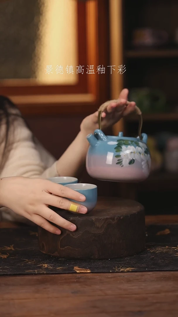 陶瓷景德镇高温釉下手绘陶瓷@L705@