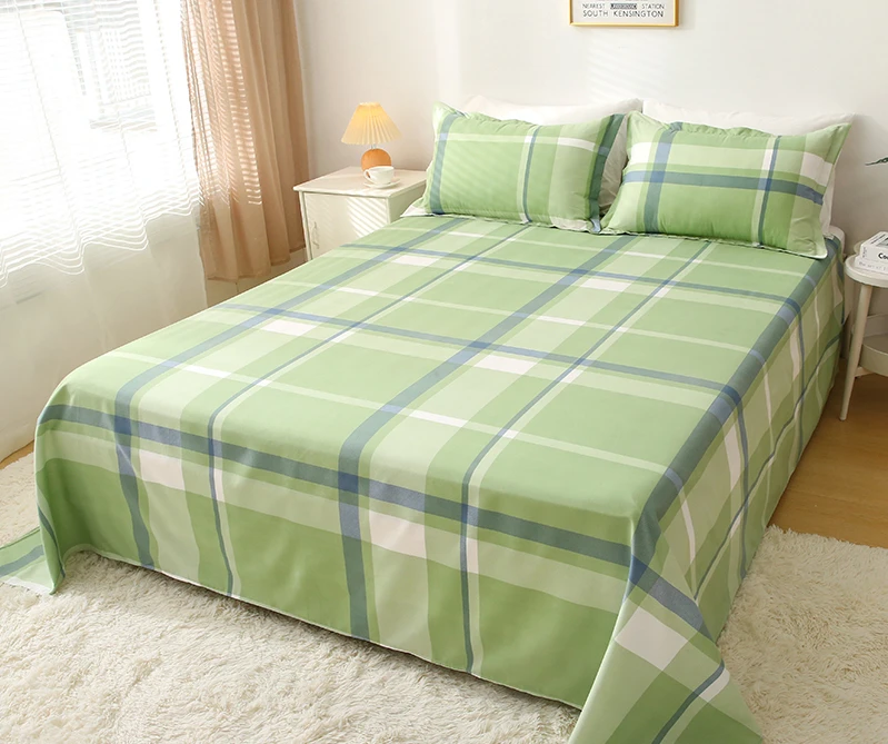 微瑕床单【简约绿格】 1.4m*2.35m（±5cm）